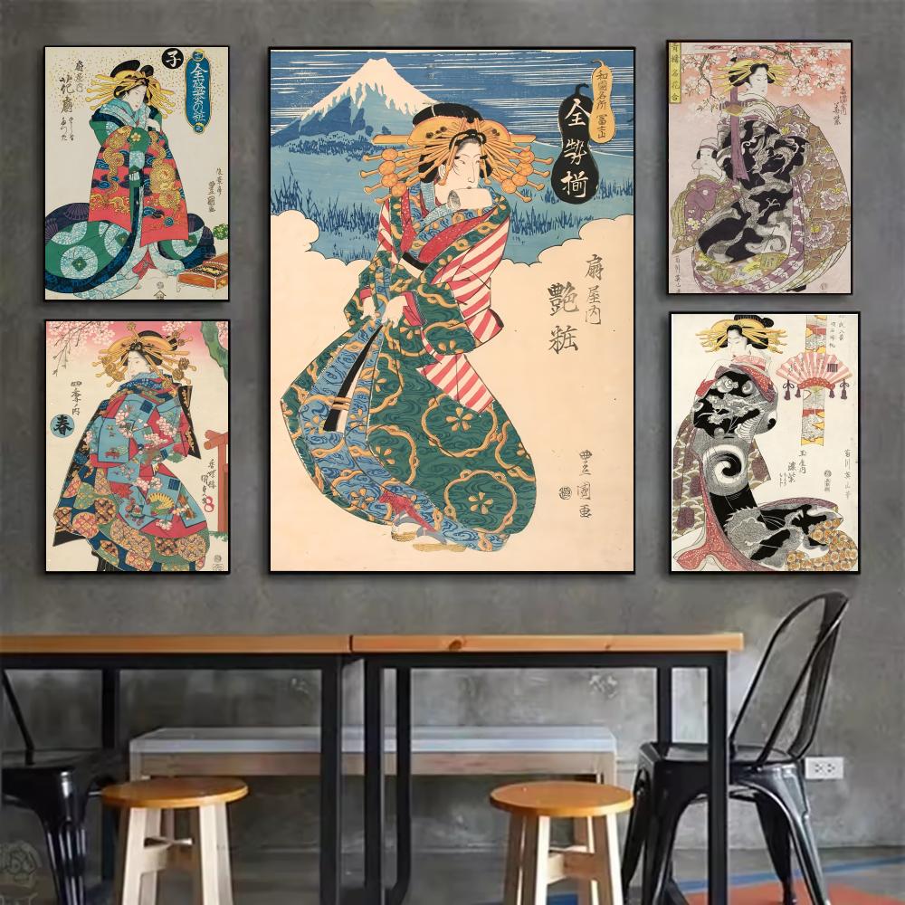 Interior Design Minimalist - 레트로 일본 게이샤 포스터 미니멀리스트 스타일의
