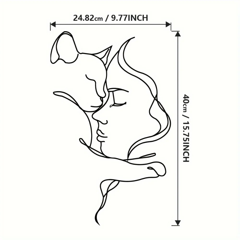 세련된 검은 고양이와 여자 금속 예술 - 미니멀리스트  - Interior Design Minimalist 리뷰 및 가격